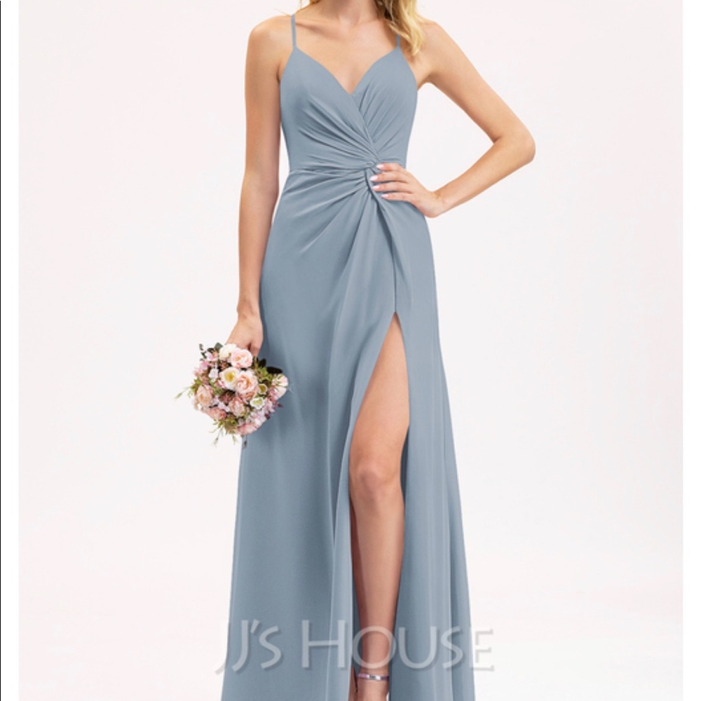 DUSTY BLUE JJs HOUSE BRIDESMAID DRESS